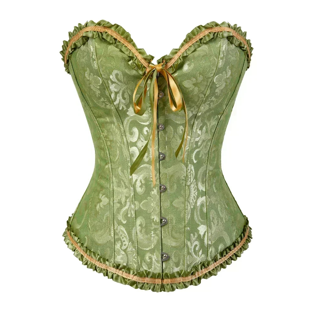 Victorian Overbust Corset | Floral Satin | Plus Size