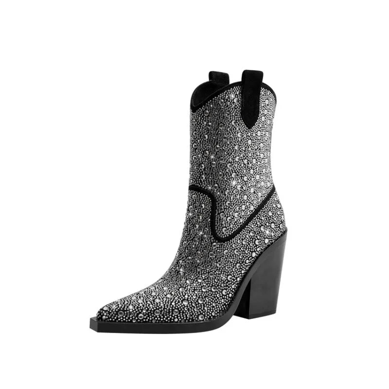 Rhinestone Western Mid-Calf Boots | Stage & Drag