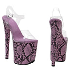 20cm Clear Platform Sandals - Snake Cover Party Dance Heels