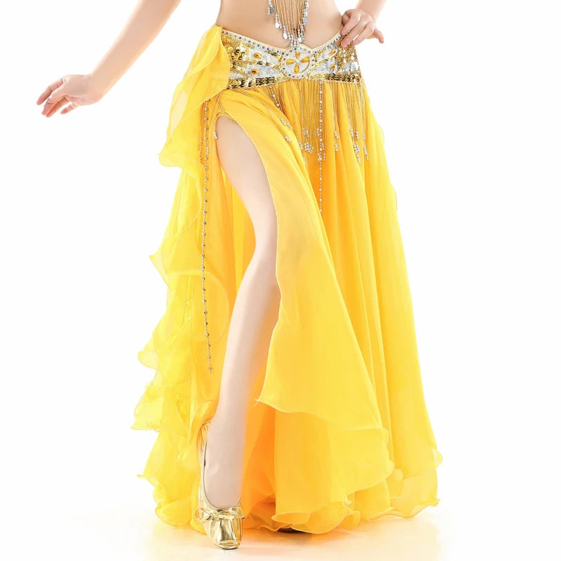 Belly Dance Skirt | Ruffled Double Slit