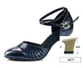 Rhinestone Snakeskin Latin Dance Court Shoe | Cuban Heel | 5–8.5cm