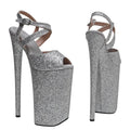 Glitter Platform Ankle Strap Sandals - 10 Inch Pole Dance Heels