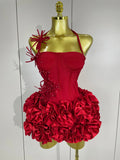 3D Petal Strapless Mini Dress | Sculptural | Stage