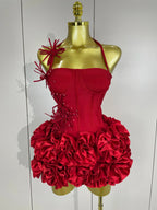 3D Petal Strapless Mini Dress | Sculptural | Stage