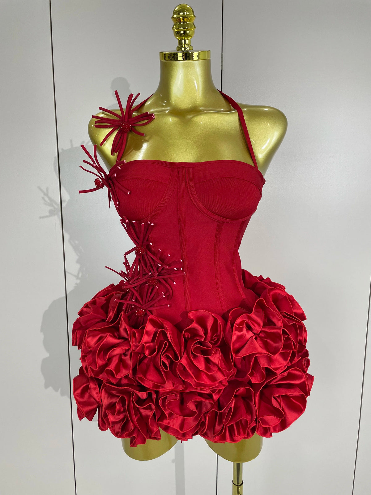 3D Petal Strapless Mini Dress | Sculptural | Stage