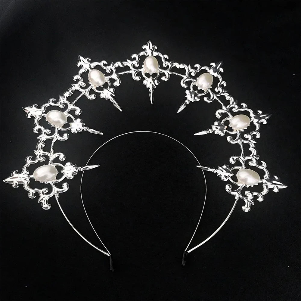 Regal Spiked Rhinestone Halo Headpiece