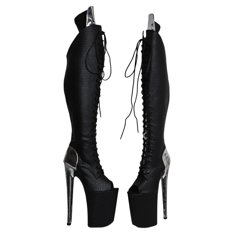 9-Inch Matte Platform Thigh-High Boots - Over the Knee Boots