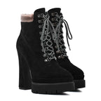 Platform Ankle Booties | Pointed Toe Side Zip | 14cm Heel | Sizes US 5–15