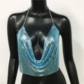 Metallic Sequin Crop Tank - Backless Performance Top