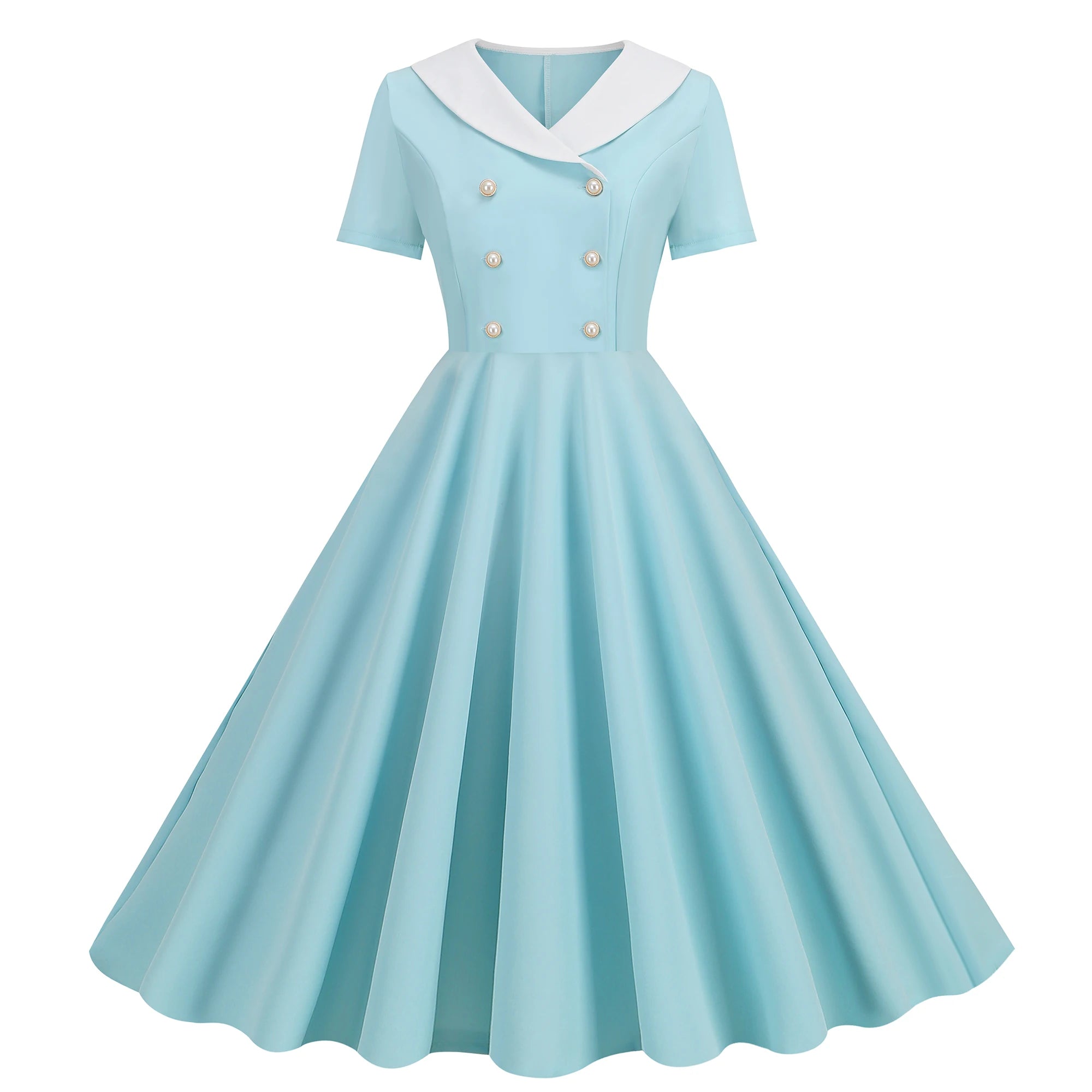 Vintage 50s A-Line Dress | Peter Pan Collar | Short Sleeve