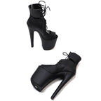 Snake Print Open-Toe Platform Boot – 8 Inch Heel