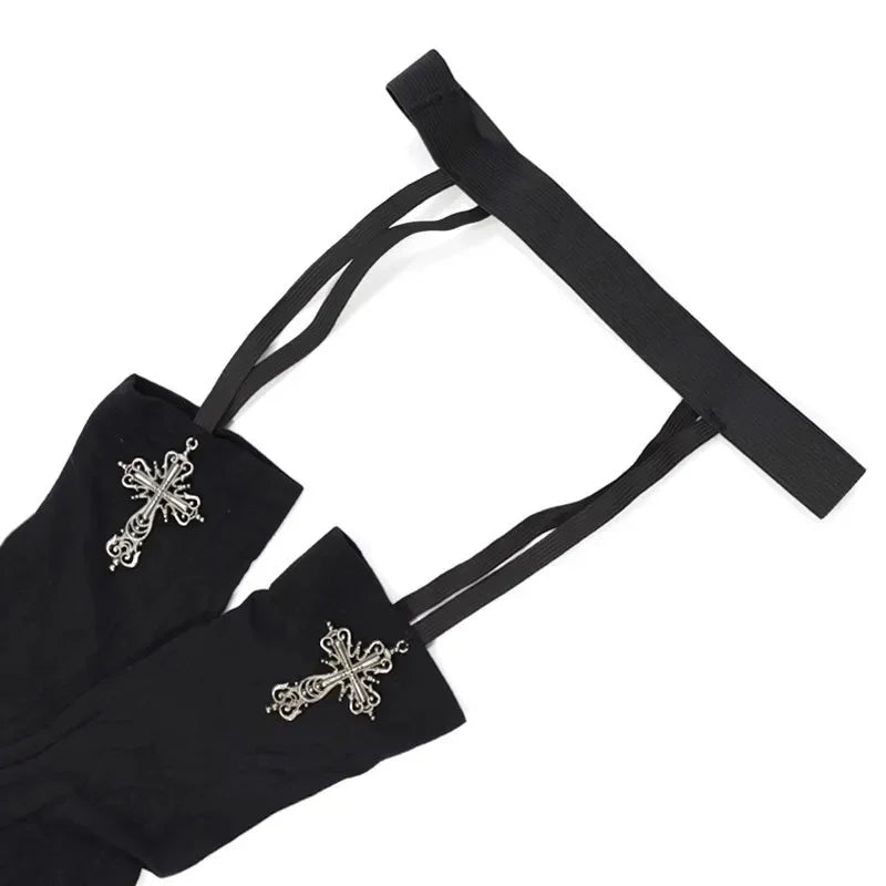 Cross Suspender Thigh-High Stockings | Gothic Lolita | One Size