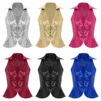 Sequin Lapel Peplum Vest | Sleeveless | Jazz, Cabaret & Stage Performance