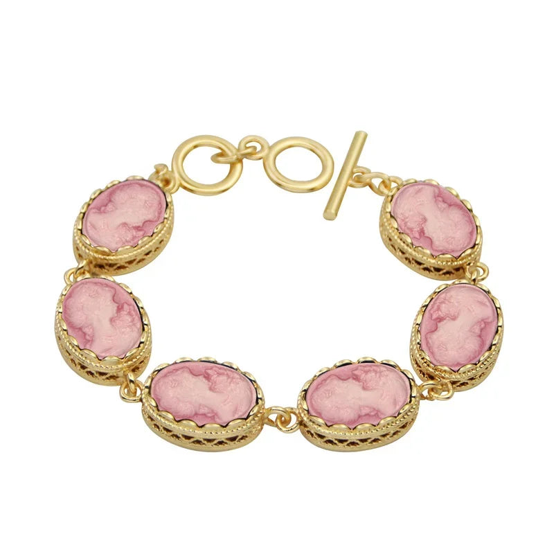 Cameo Charm Bracelet | Gold-Tone | Lady Queen