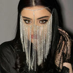 Dazzling Rhinestone Fringe Face Mask - Showgirl, Festival & Performance Accessory