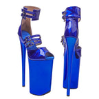 10-Inch Metallic Platform Sandals - Open Toe Heels