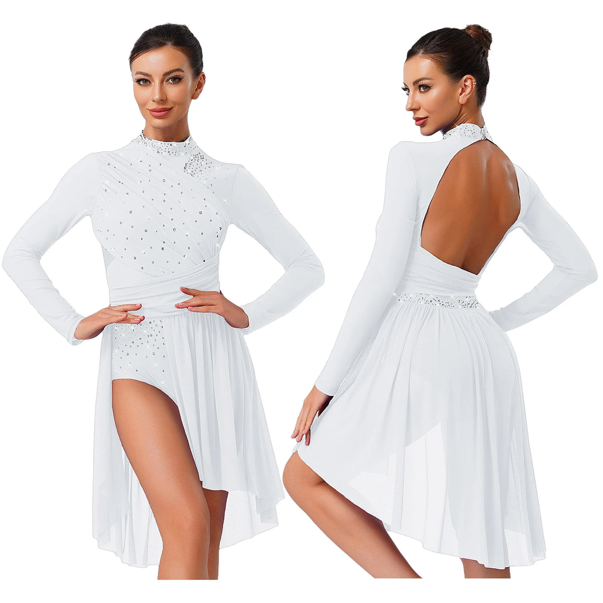Aurora Rhinestone Lyrical Dance Leotard Dress