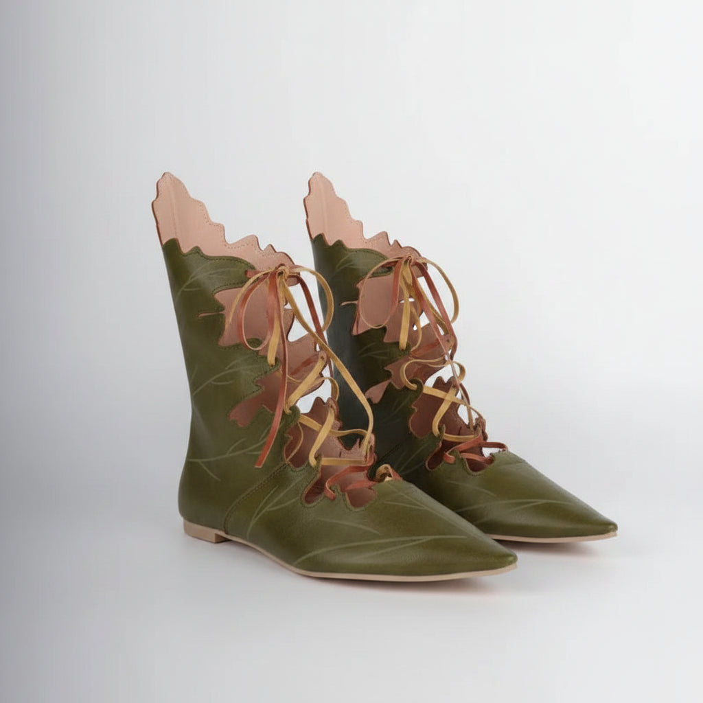 Pointed Elf Witch Shoes | Lace-Up | Medieval Cosplay