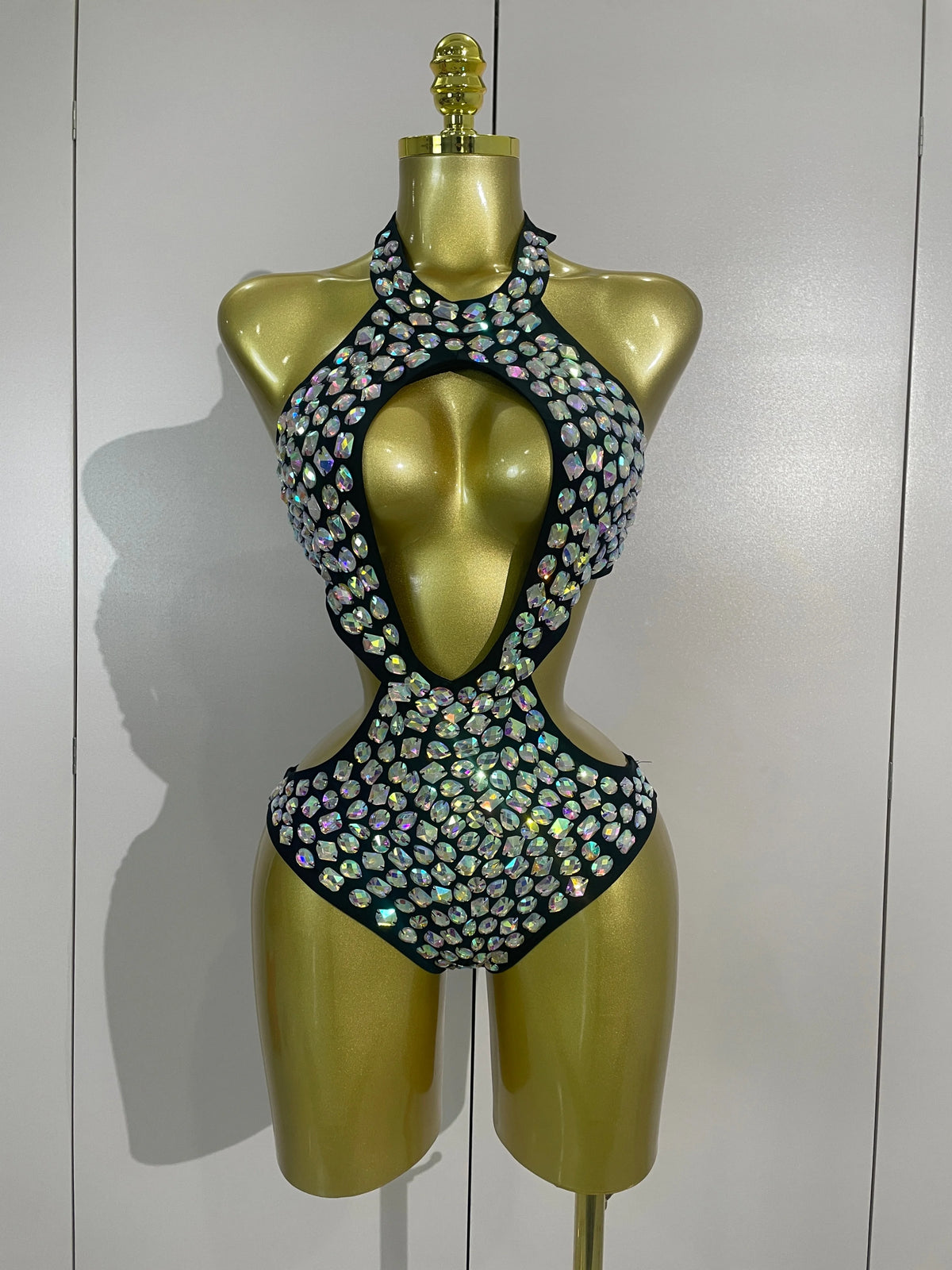 Crystal Diamond Cut-Out Bodysuit | Handmade | XS–L