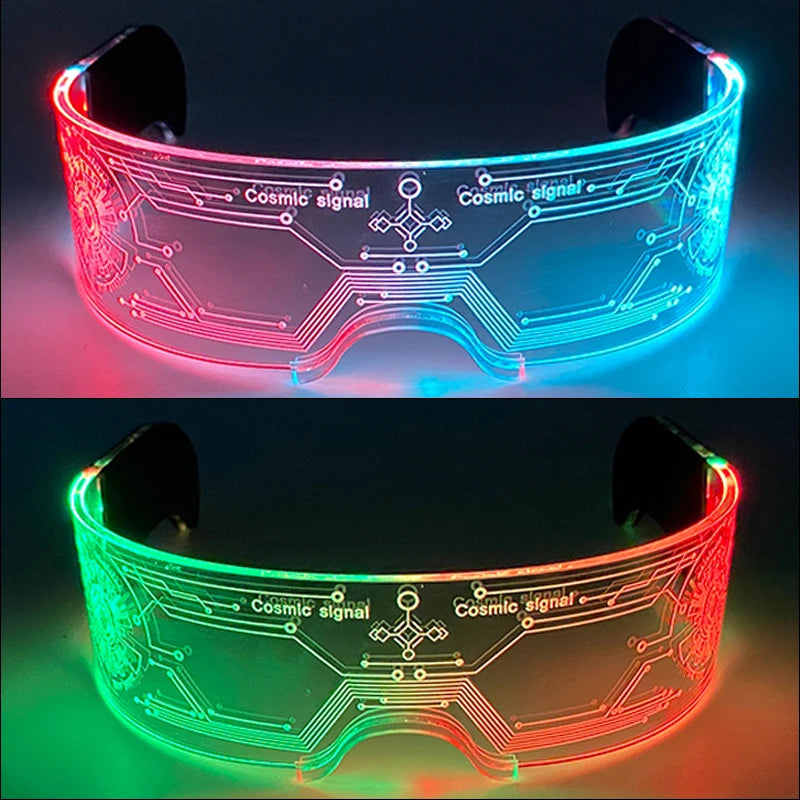 LED Acrylic Visor Glasses | 12-Mode Light-Up Rave Eyewear