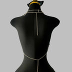 Rhinestone Metal Chain Halter Crop Top - Deep V-Neck Backless Tank for Stage & Festival