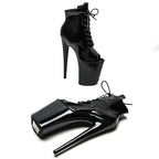 9-Inch Patent Open-Toe Platform Boots | Lace-Up