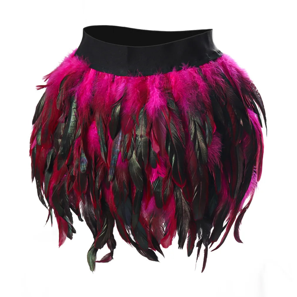 Faux Feather Stage Mini Skirt