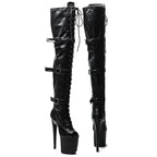 8-Inch Matte Thigh-High Boots - Lace-Up Dance Boots