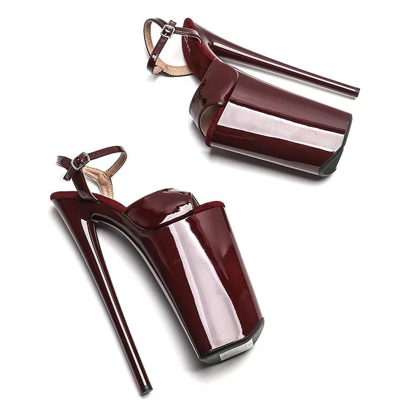 26CM Patent Platform Pole Dance Heels - 10 Inch High Heel Exotic Dancer Sandals