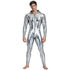 Men’s Metallic Jumpsuit | Hooded Zip-Front