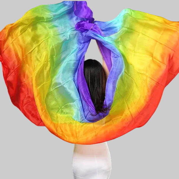 Tie Dye Silk Belly Dance Veil - Performance Scarf 250cm x 114cm