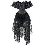 Off-Shoulder Overbust Corset | Black | Ruffle Trim