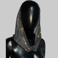 Rhinestone Mesh Hood - Sheer Fishnet Performance Headpiece