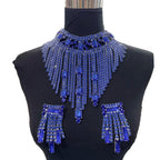 Rhinestone Tassel Necklace & Earring Set | 3-Piece