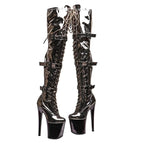8-Inch Shiny Platform Boots - Lace-Up Dance Boots