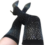 Crystal Rhinestone Stretch Sock OTK Boots | Stiletto | 7cm & 12cm