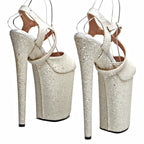 8-Inch Floral Platform Heels | Open Toe