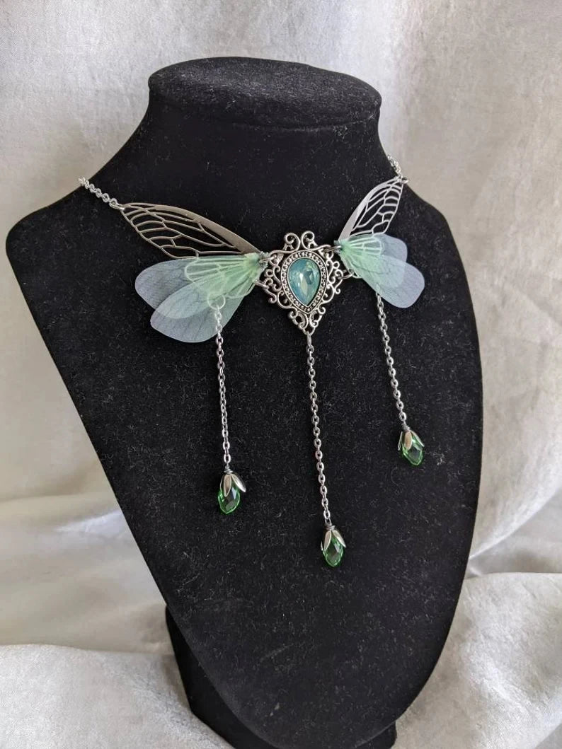 Fairy Wing Crystal Necklace | Faerie Charm | 7 Colors
