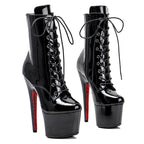 Patent Lace-Up Pole Dance Boots – 7-Inch High Heel Stage Shoes