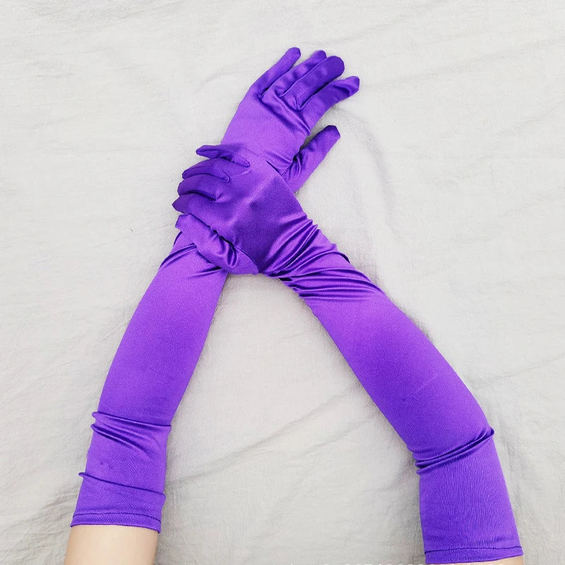 Elbow-Length Satin Gloves | Stagewear