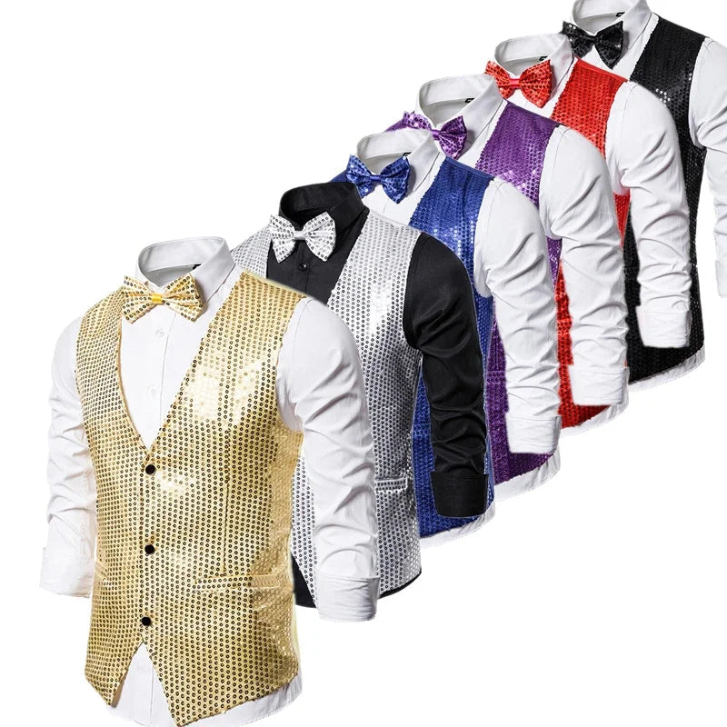 Men's Sequin Waistcoat | V-Neck