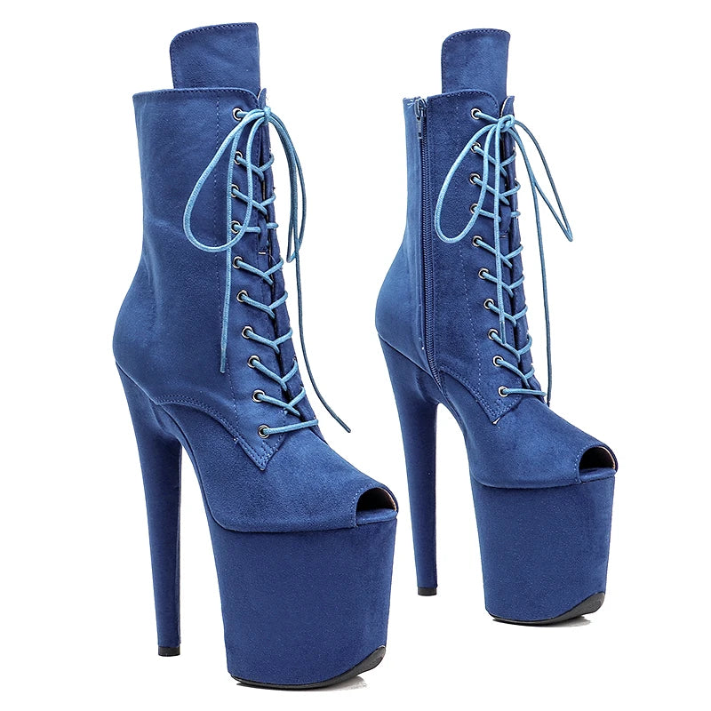 8-Inch Suede Open-Toe Platform Boots