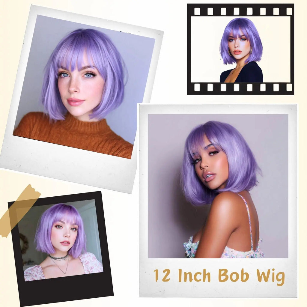 Straight Bob Wig | Full Bangs | 12 Inch