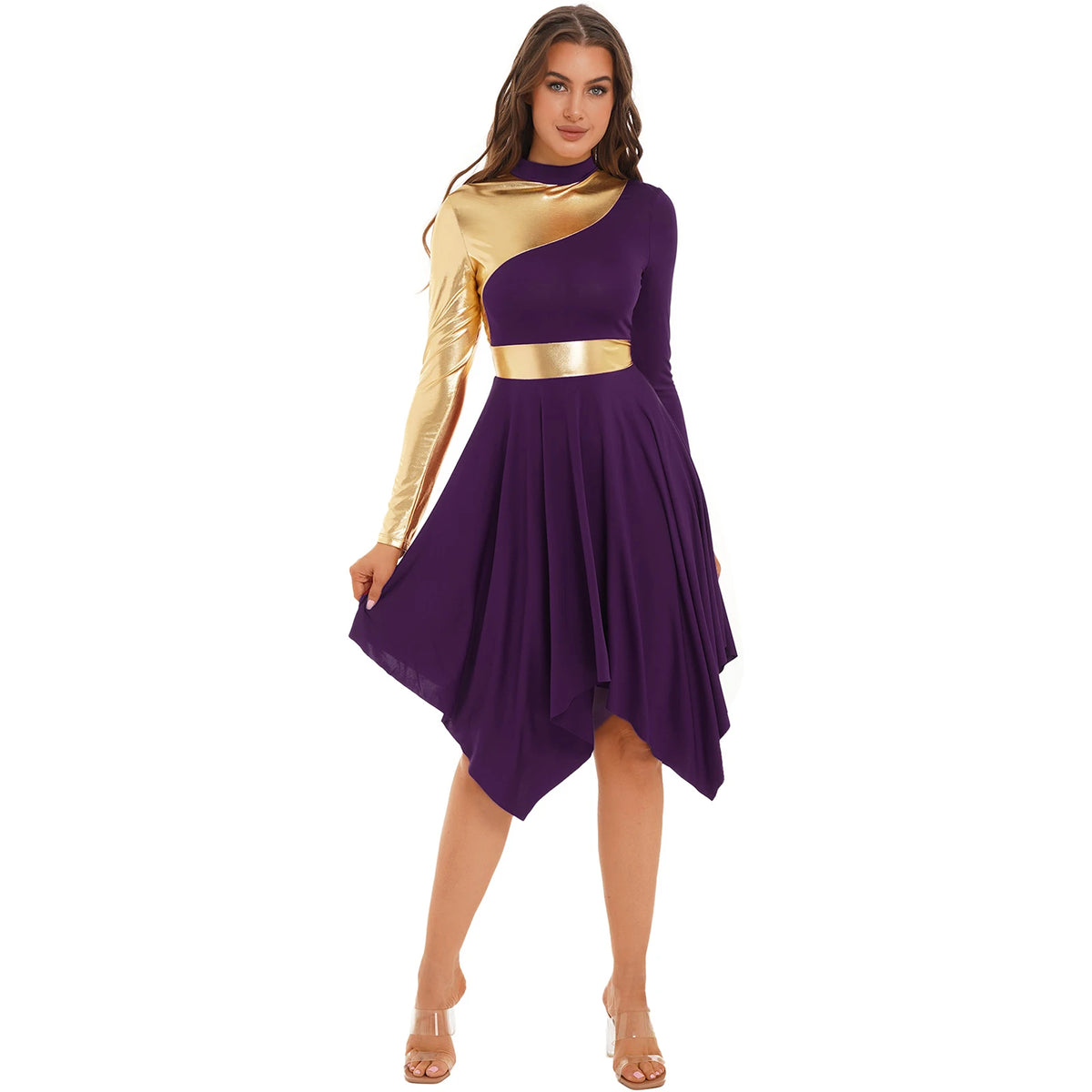 Color Block Dance Dress | Asymmetric Hem | Built-In Briefs