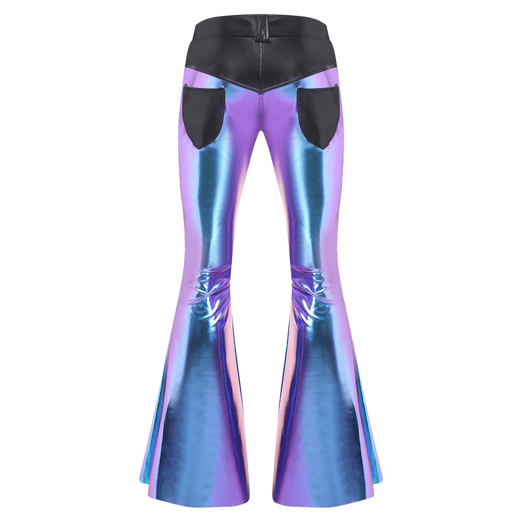 Men’s Metallic Flared Pants | Lace-Up Waist