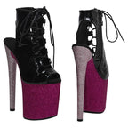 8-Inch Glitter Ankle Boots - Lace-Up Dance Boots
