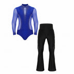 Men's Latin Dance Set | Rhinestone Bodysuit & Flared Pants