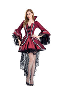 Vampire Queen Stage Costume | Lace Bell Sleeve High-Low Dress