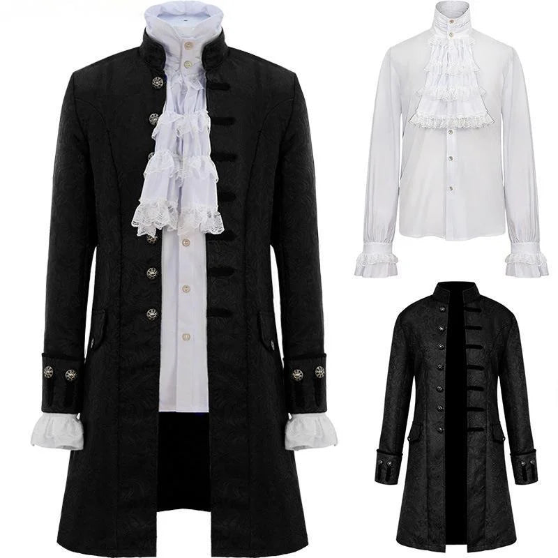 Victorian Steampunk Trench Coat & Shirt | Medieval Renaissance Costume | S–4XL