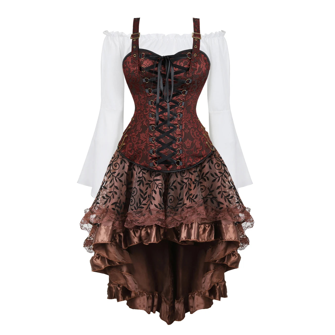 Steampunk Corset Dress | 3-Piece Set | 9 Colors | S-XXXL